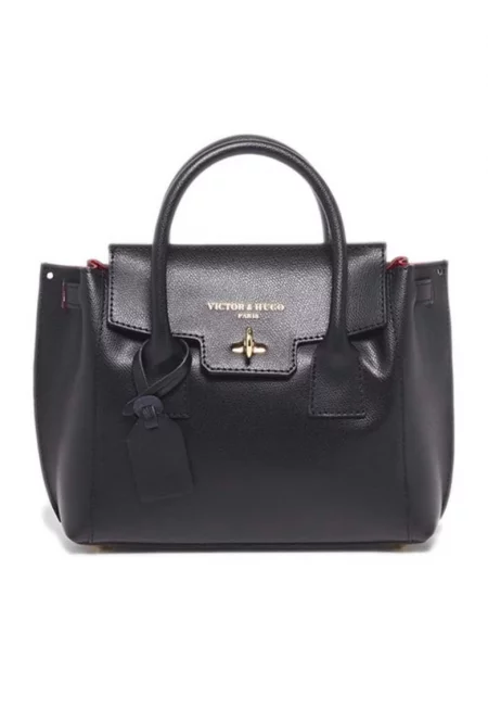 Дамска чанта  естествена кожа - черна - 31x20x8см