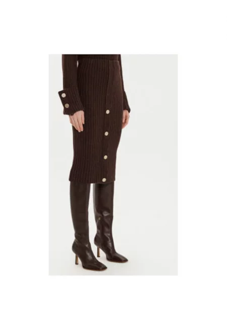 Дамска пола -  304982712 - Полиестер/Вълна - Кафява - Кафяв