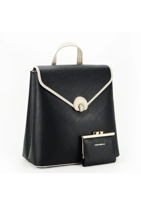 Дамска раница с капак B-CB2404-4 17 Черна 7257