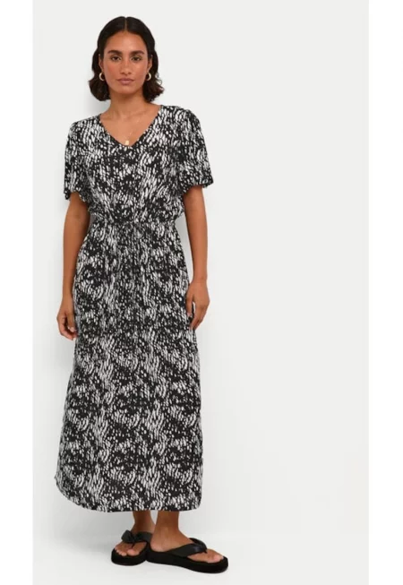 Дамска рокля - кафе - Черно - Вискоза