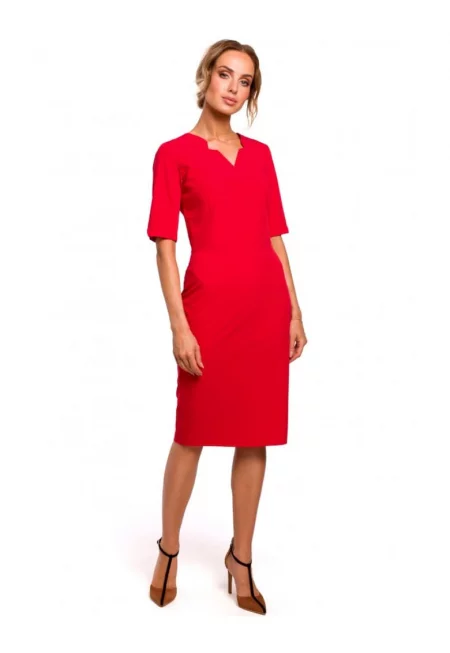 Дамска рокля  V-образно деколте - Полиестер