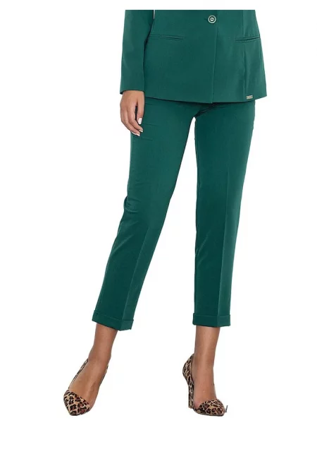 Дамски панталон  M552 - зелен - висока талия - полиестер/вискоза