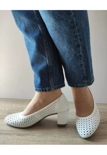 Дамски перфорирани ежедневни обувки  41057-80 Бели - Бели - Бял