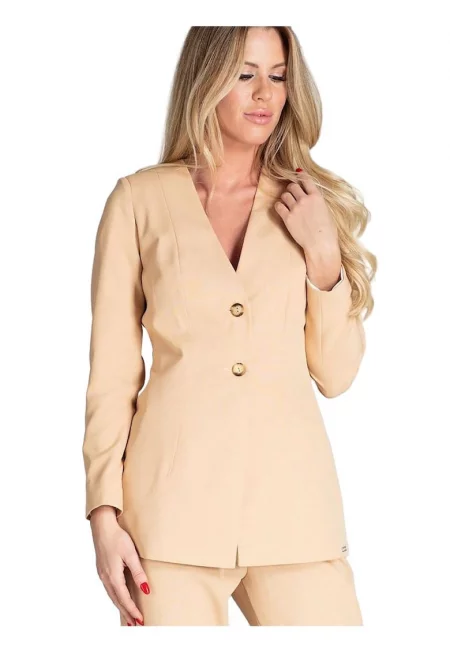 Дамско яке  удължено - полиестер - бежово -