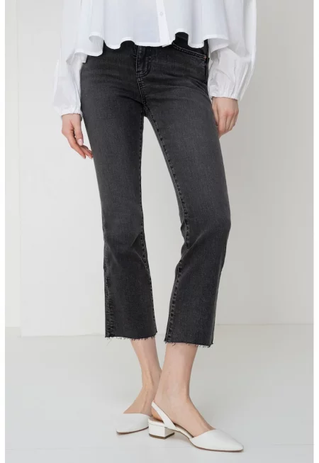 Дънки капри със средновисока талия - Tъмносив