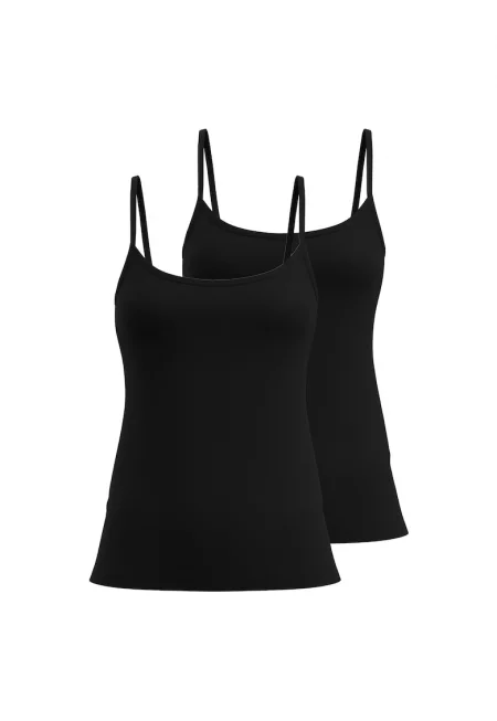 Домашен танк топ с памук - 2 броя - Черен