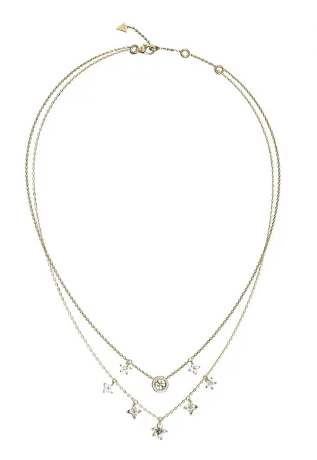 Двуредно колие с висулка с циркони - Златист