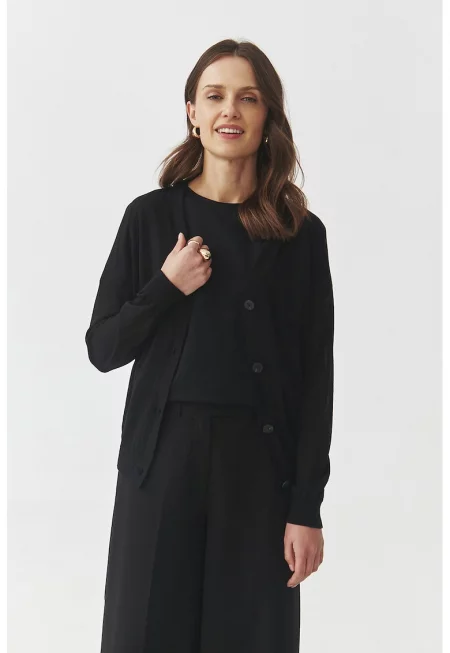 Фино плетена шпиц жилетка - Черен