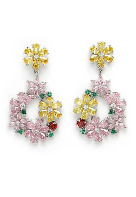 Флорални обеци - Многоцветен