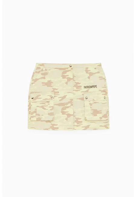 Fusta mini cu imprimeu tip camuflaj si buzunare frontale - Зелен