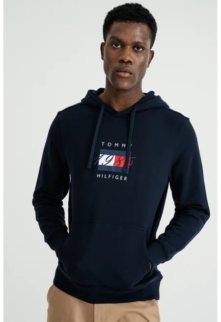 Худи с лого и джоб кенгуру - Ултрамарин синьо