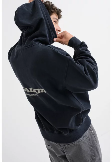 Худи с паднали ръкави - Избеляло черно/Мръснобял