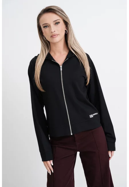 Худи с цип - Черен