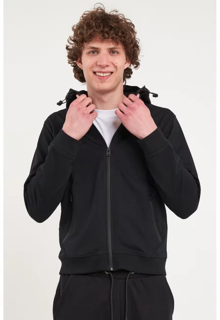 Худи с цип и скосени джобове