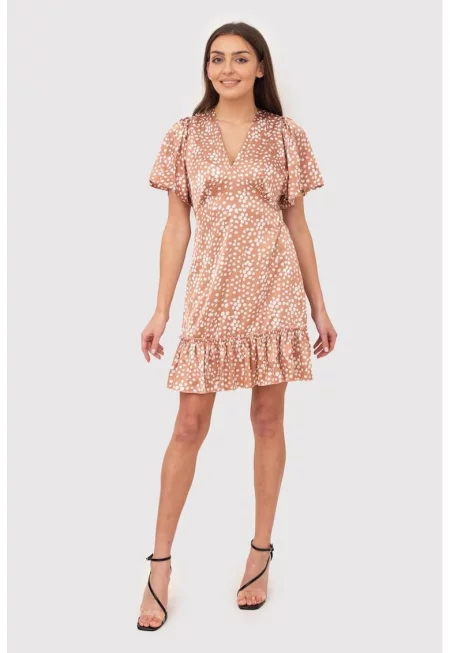 Кафява мини рокля с волани DA1732 MOCHA