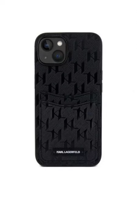 Калъф  Saffiano Monogram Card Slot - За iPhone 14 - Черен