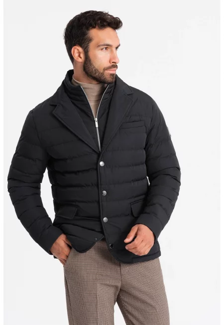 Капитониран слим шакет - Черен