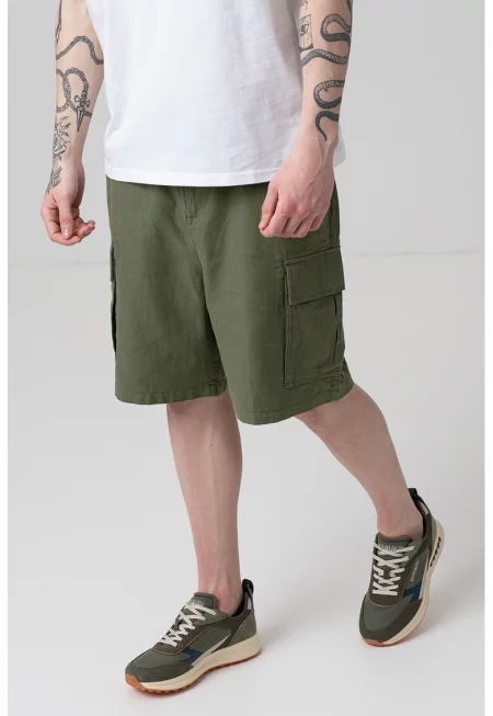 Карго бермуди с лен - Зелен
