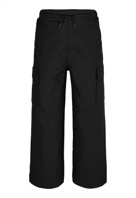 Карго панталон с широк крачол и връзка - Черен