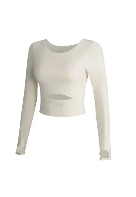 Къса фитнес блуза Revelation с отвор отпред - Бял