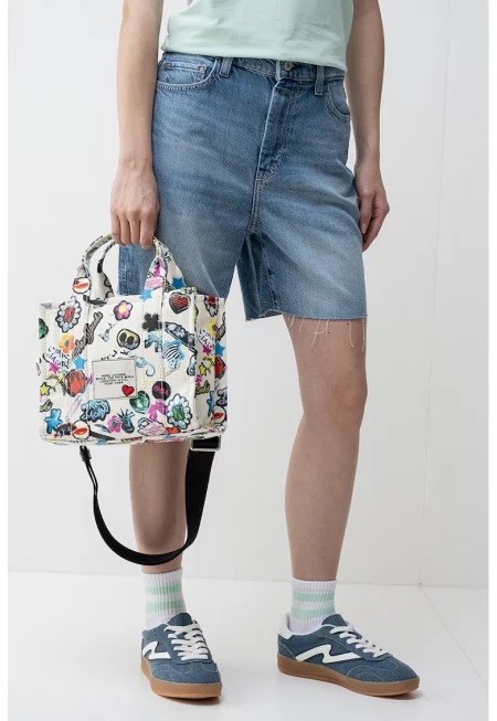 Къси дънки с незавършен подгъв - Син меланж