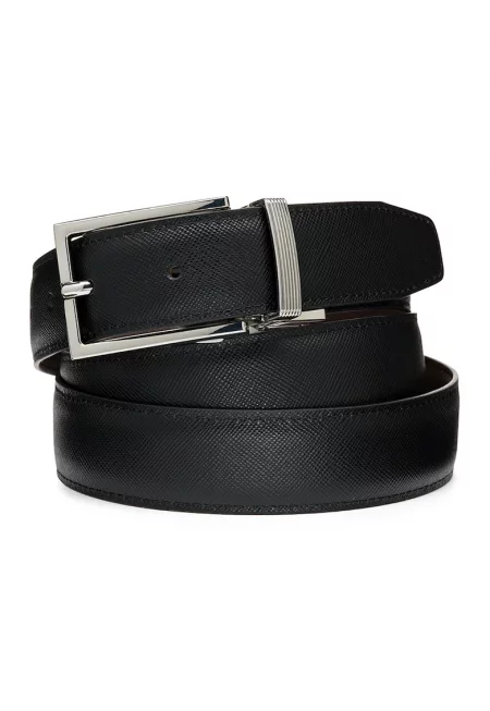 Кожен двулицев колан - Черен/Кафяв