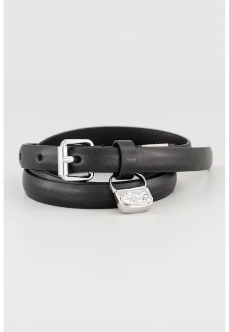 Кожен колан B-Charm с лого - Черен