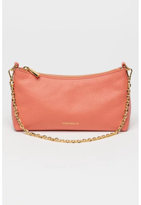 Кожена чанта през рамо Aura - Яркорозово