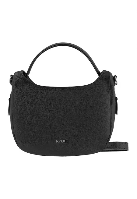 Кожена чанта през рамо с лого - Черен