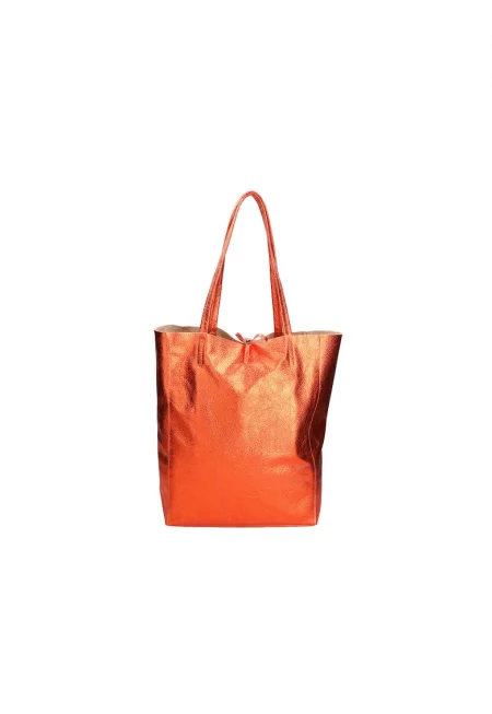 Кожена чанта с джоб с цип - Оранжев