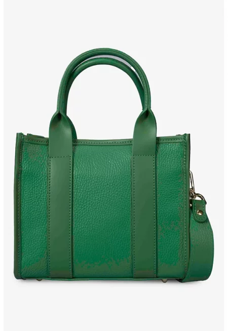 Кожена шопинг чанта - Зелен