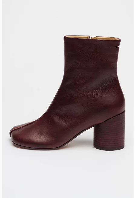 Кожени боти с масивен ток - Виолетов