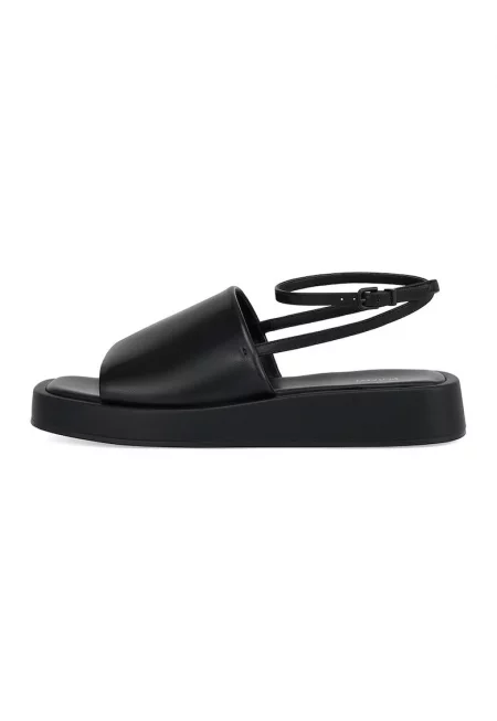 Кожени скосени сандали - Черен