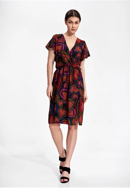 Лятна рокля  M873 - флорален принт - вискоза - многоцветна - SM