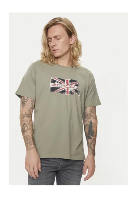 Мъжка тениска -  14435 - Памук - Зелена