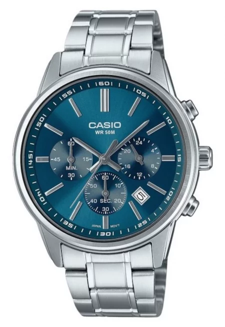 Мъжки часовник  аналогов хронограф - корпус от неръждаема стомана - циферблат Tiffany Blue - 41x10.6мм - верижка от неръждаема стомана  ...