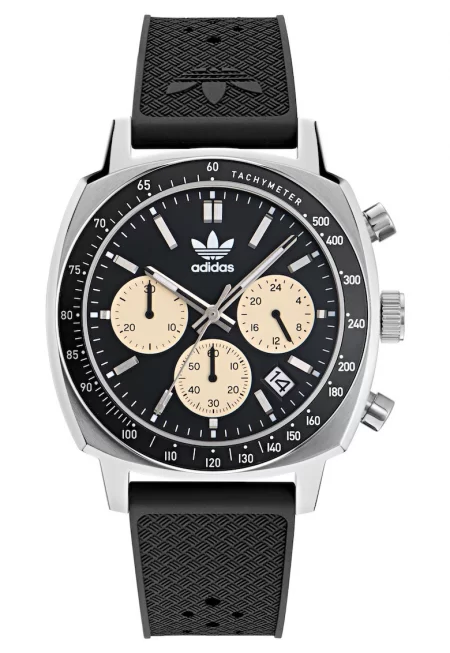 Мъжки часовник  MASTER ORIGINALS ONE CHRONO - сребрист - черна синтетична каишка - кварцов механизъм