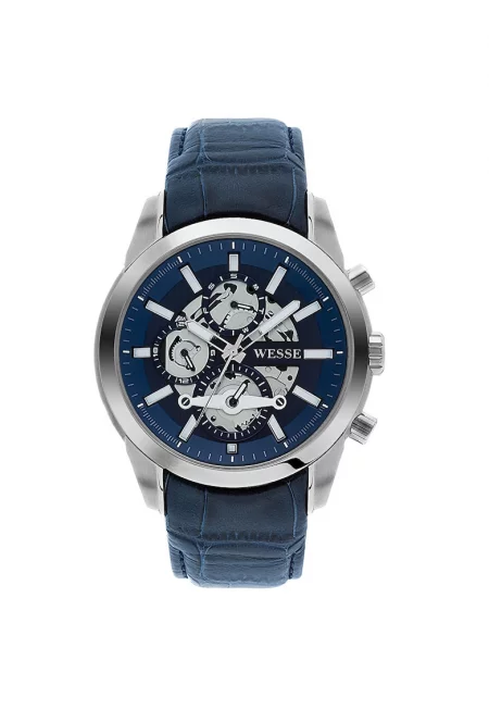 Мъжки часовник  модел WWG401008L - сребрист - синя каишка - водоустойчивост 5 ATM