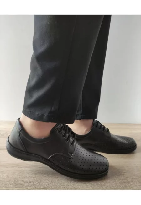 Мъжки перфорирани ежедневни обувки  147 01-N Черни - Черни