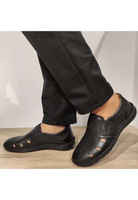 Мъжки перфорирани обувки  9990-107 Black - черни