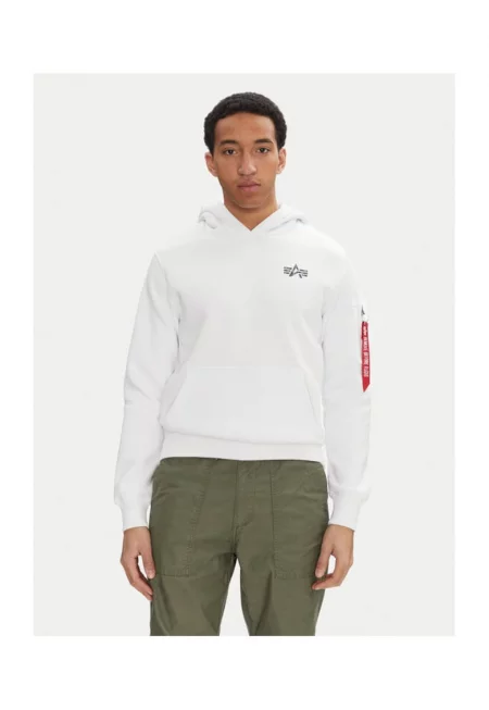 Мъжки суичър с качулка  148341 - памук/полиестер - бял - Бял