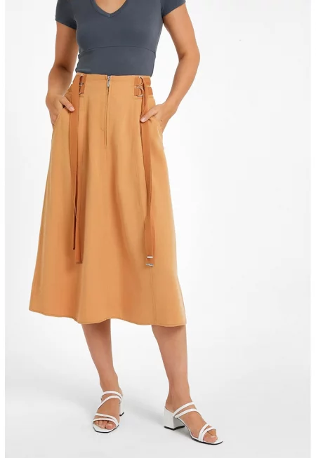 Миди пола от лиосел - Бледооранжев