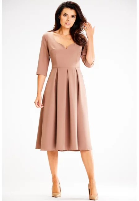 Миди рокля с три четвърти ръкав A598