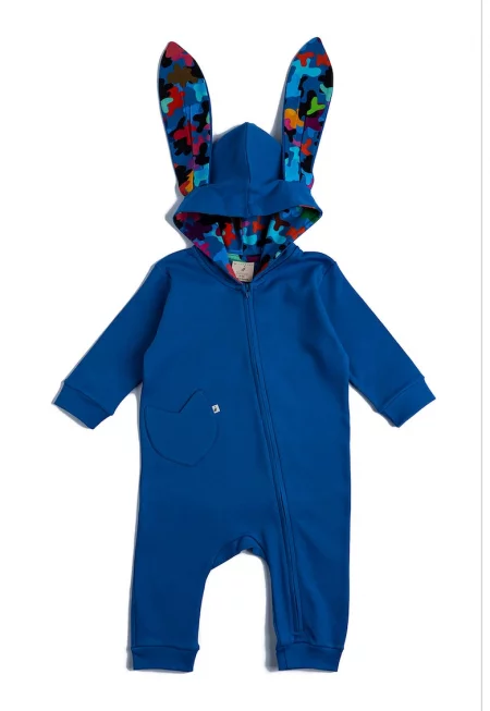 Памучен гащеризон с ушички - Син