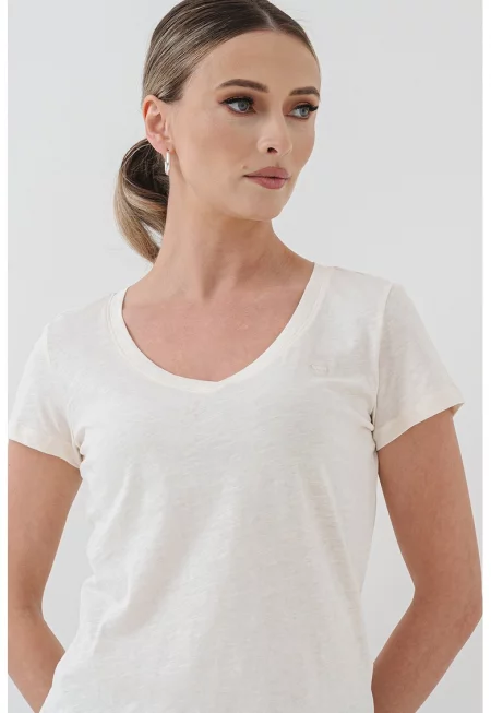 Памучна тениска с овално деколте