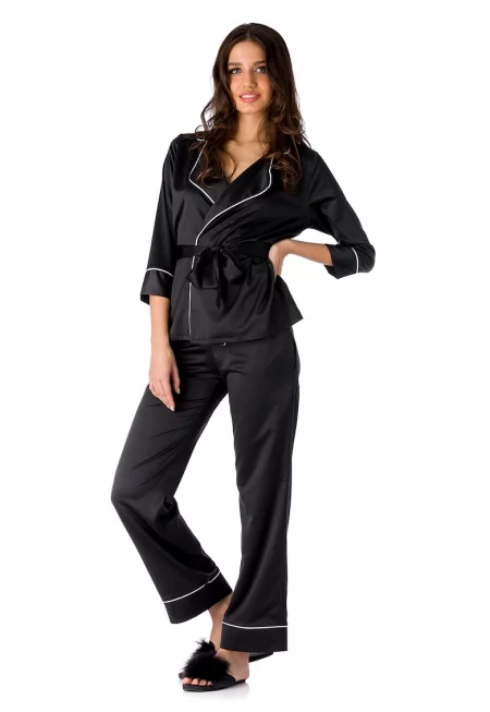 Пижама Iris със сатиниран ефект - Черен