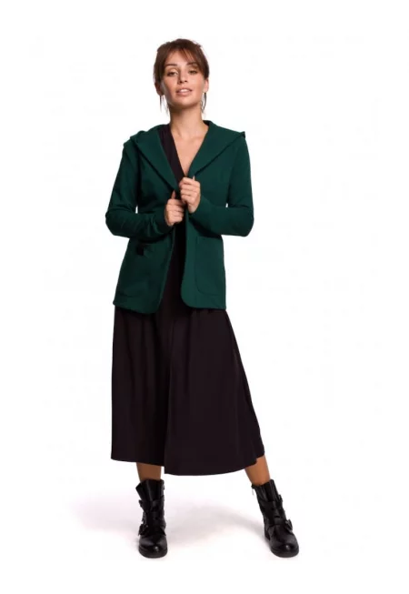 Плетен блейзер - С качулка - Памук - Еластан