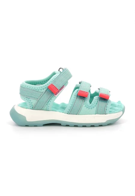Полускосени текстилни сандали с велкро - Ледено синьо