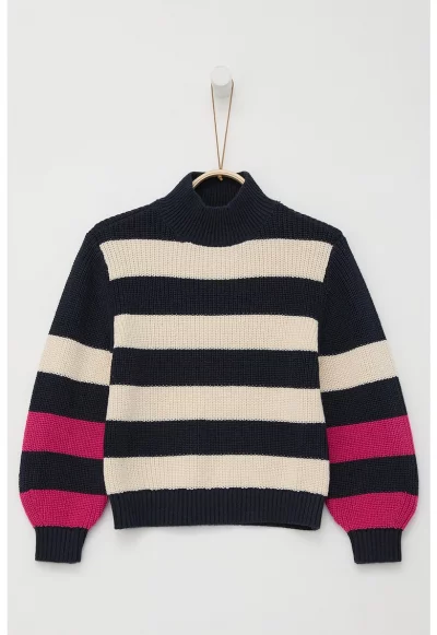 Пуловер с памук с райе