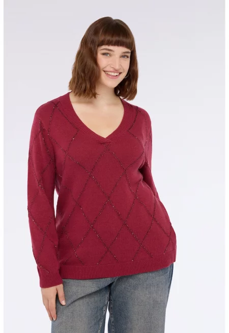 Пуловер с вълна с бляскави нишки